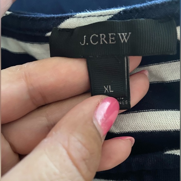 👡💓👀J. Crew XL Navy and Cream striped long sleeve shirt - Picture 3 of 4